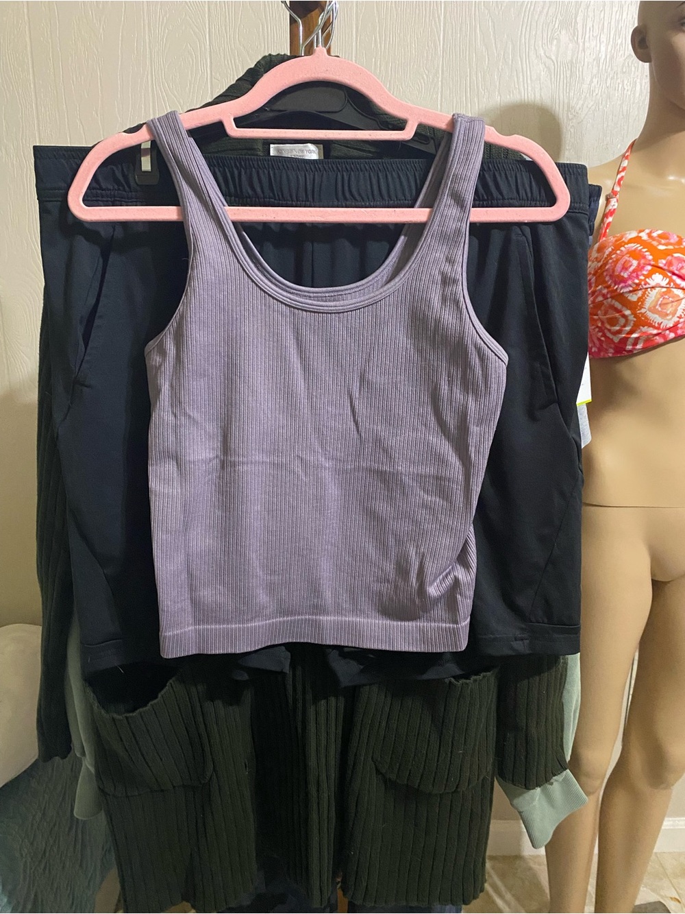 a new day Lavender Ribbed Scoop Tank Top